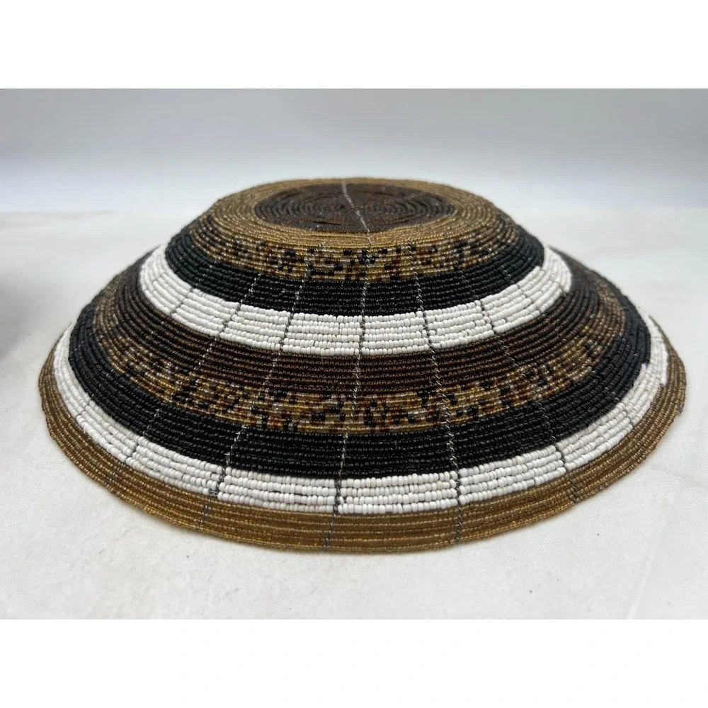 Seed Bead Bowl Basket Wire Framed Design Basket 11.5